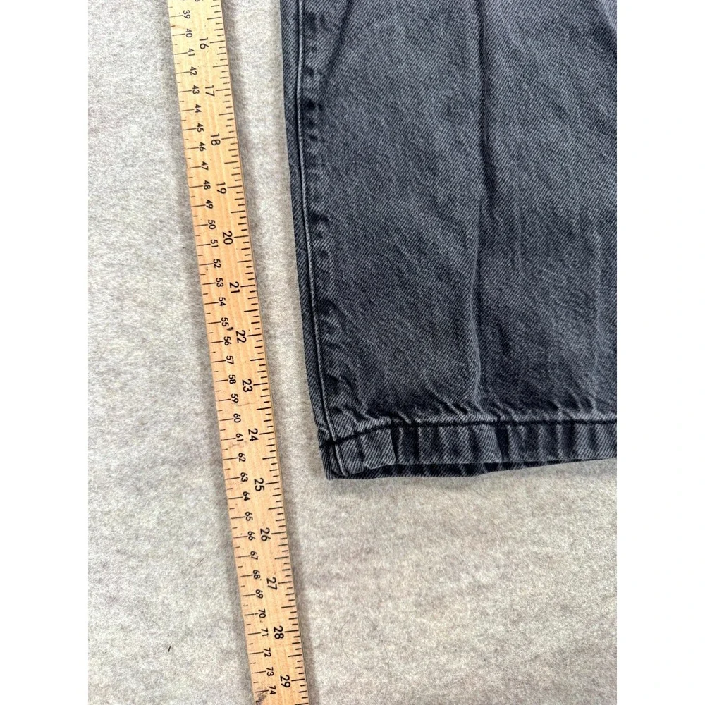 Cat & Jack Wide Leg Jeans Girls 16 Black Denim Dark Wash Logo Cotton Mid Rise
